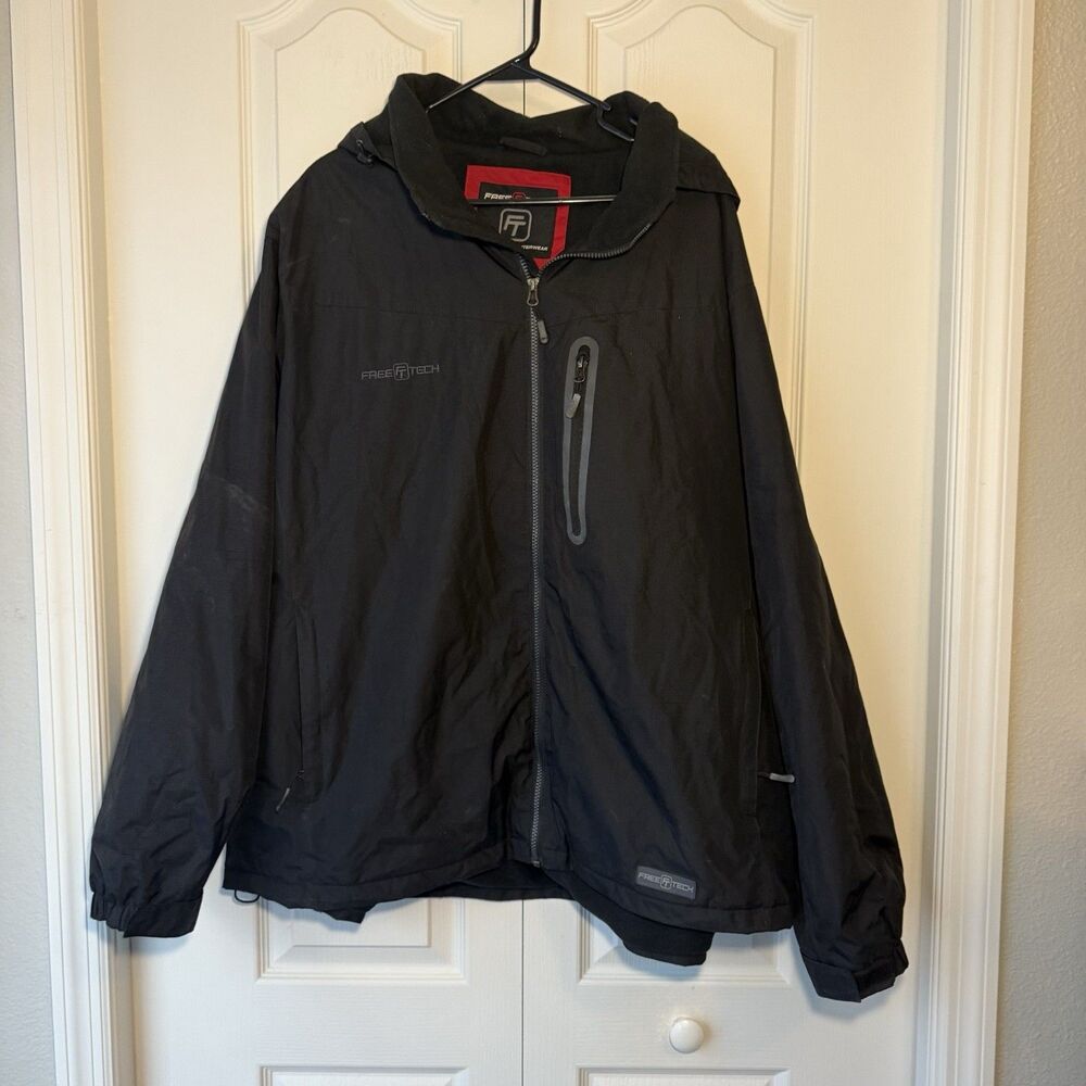 FREE TECH SOLID BLACK ZIP UP LINED JACKET 3XL (54-56) 3XXX